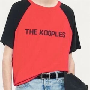THE KOOPLES French Luxury Brand Red and Black Unisex Short Sleeve Tee